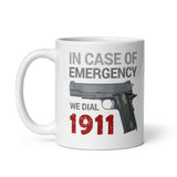 We Dial 1911 White glossy mug
