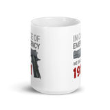 We Dial 1911 White glossy mug