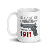 We Dial 1911 White glossy mug