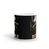 Ask Me About My Butthole (White UFO) White glossy mug