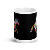 Bigfoot Riding Unicorn White glossy mug