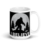 I Believe (Bigfoot Moon) White glossy mug