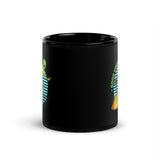 Good Vibes Surfing Alien Black Glossy Mug