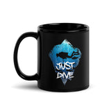 Just Dive Black Glossy Mug