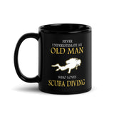 Old Man Who Loved Scuba Diving Black Glossy Mug