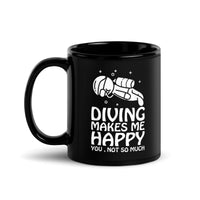 Diving Makes Me Happy Black Glossy Mug