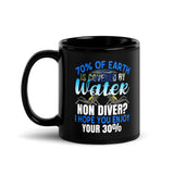 70% of Earth is Covered by Water Black Glossy Mug