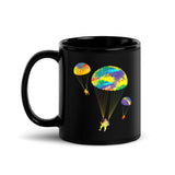 Colorful Parachutes Black Glossy Mug