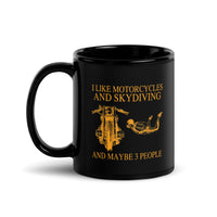 Motorcycles and Skydiving Black Glossy Mug