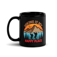 Hiking is My Happy Place Black Glossy Mug