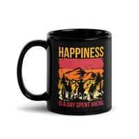 Happiness is a Day Spent Hiking Black Glossy Mug