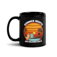 Summer Nights and Ballpark Lights Black Glossy Mug