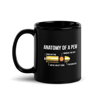 Anatomy of a Pew Black Glossy Mug