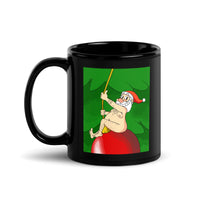 Santa Wrecking Ball Black Glossy Mug