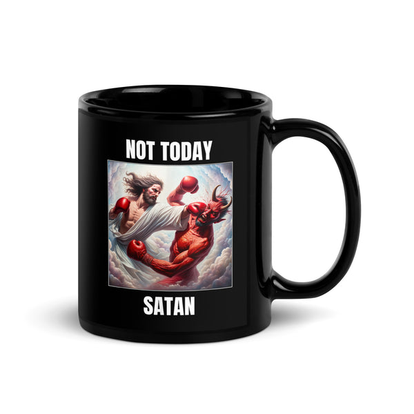 Not Today Satan Black Glossy Mug