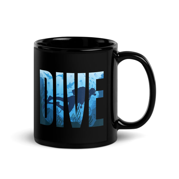 Dive Black Glossy Mug