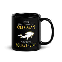 Old Man Who Loved Scuba Diving Black Glossy Mug