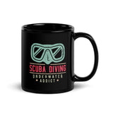 Scuba Diving Underwater Addict Black Glossy Mug