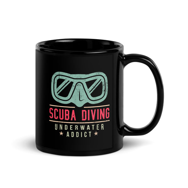 Scuba Diving Underwater Addict Black Glossy Mug