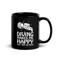 Diving Makes Me Happy Black Glossy Mug