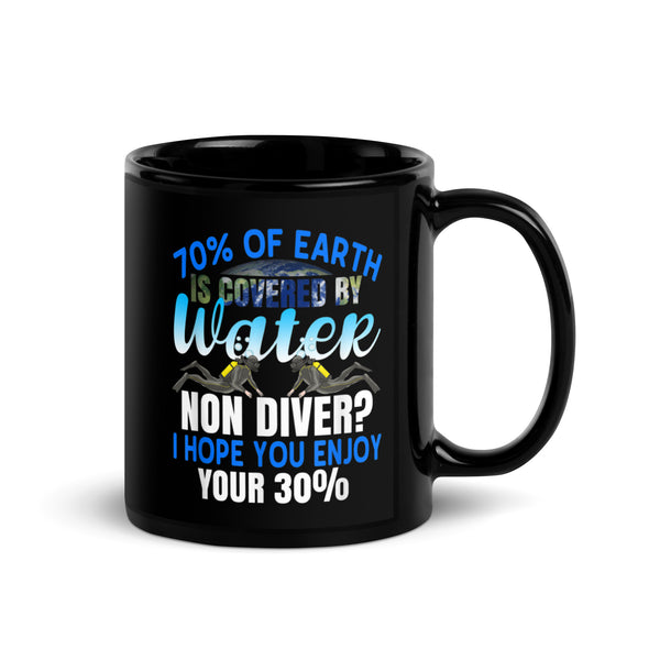 70% of Earth is Covered by Water Black Glossy Mug