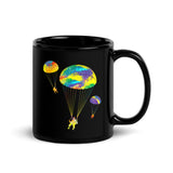 Colorful Parachutes Black Glossy Mug