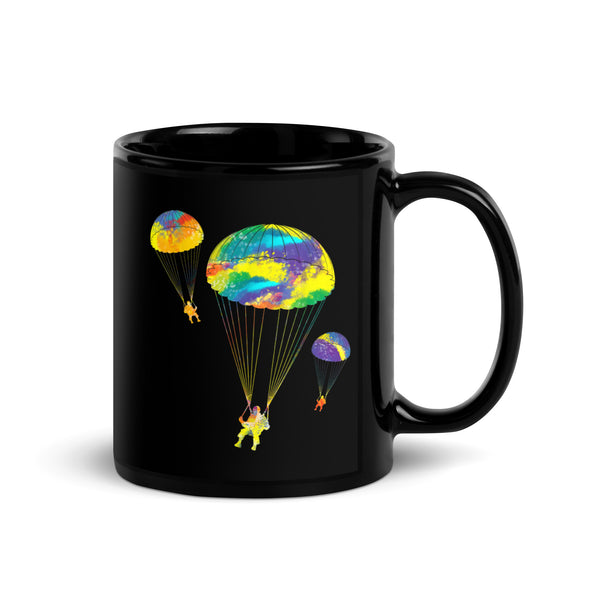 Colorful Parachutes Black Glossy Mug