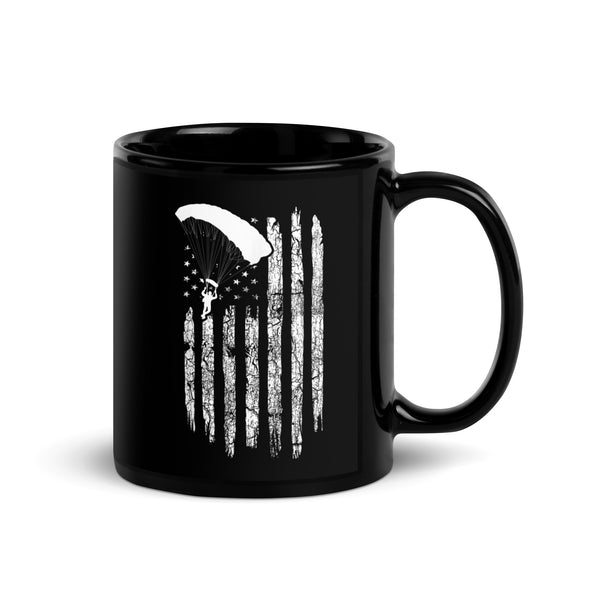 USA Skydiver Black Glossy Mug