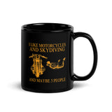 Motorcycles and Skydiving Black Glossy Mug