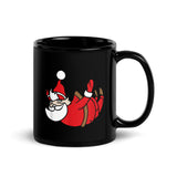 Skydive Santa Black Glossy Mug