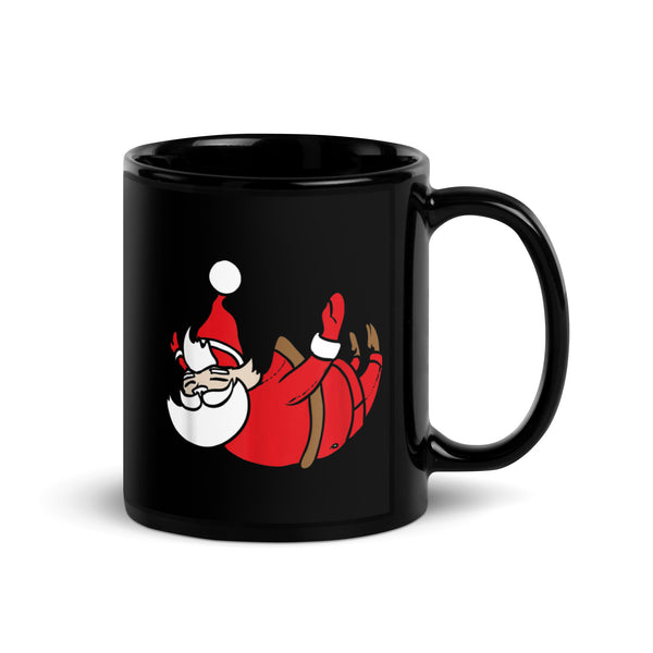 Skydive Santa Black Glossy Mug