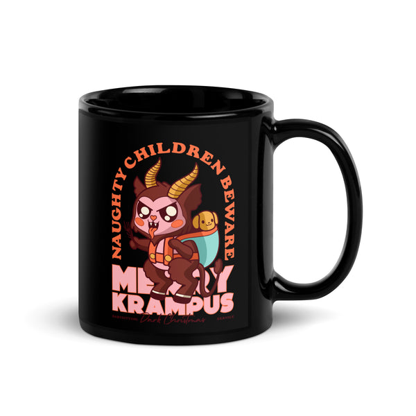 Naughty Children Beware (Krampus) Black Glossy Mug