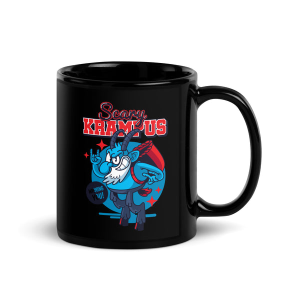 Scary Krampus Black Glossy Mug