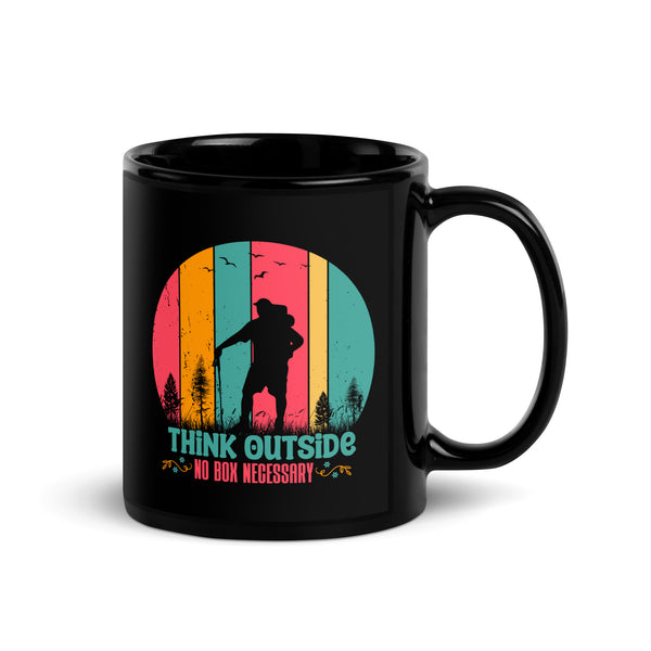 Think Outside (No Box Necessary) Black Glossy Mug