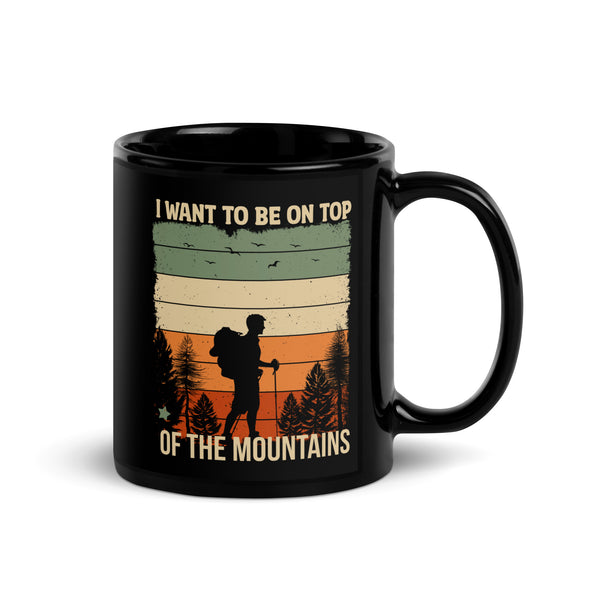 On Top of the Mountains Black Glossy Mug