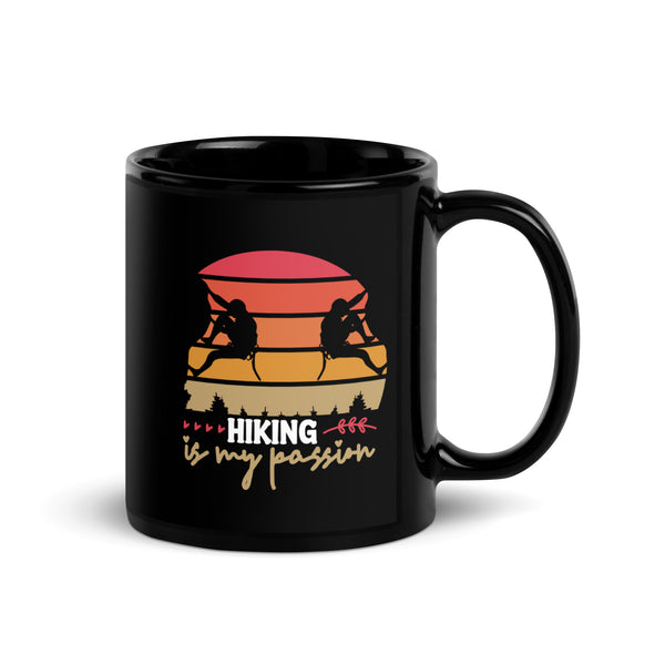 Hiking is My Passion Black Glossy Mug