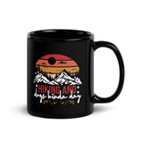 Hiking and Dogs Kinda Day Black Glossy Mug