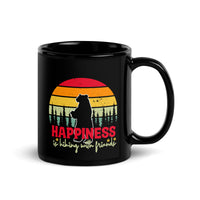 Happiness is Hiking With Friends Black Glossy Mug