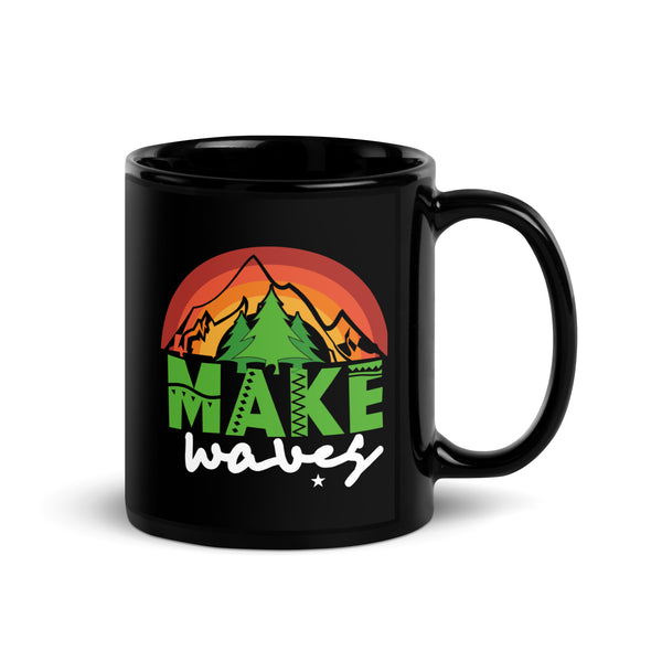 Make Waves Black Glossy Mug