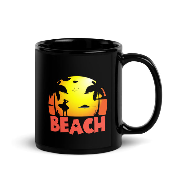 Beach Black Glossy Mug