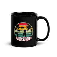 Hello Summer Black Glossy Mug