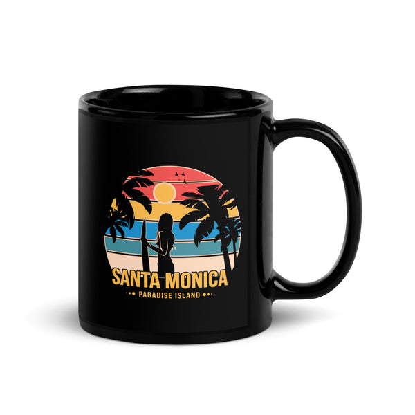 Santa Monica Black Glossy Mug