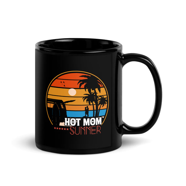 Hot Mom Summer Black Glossy Mug