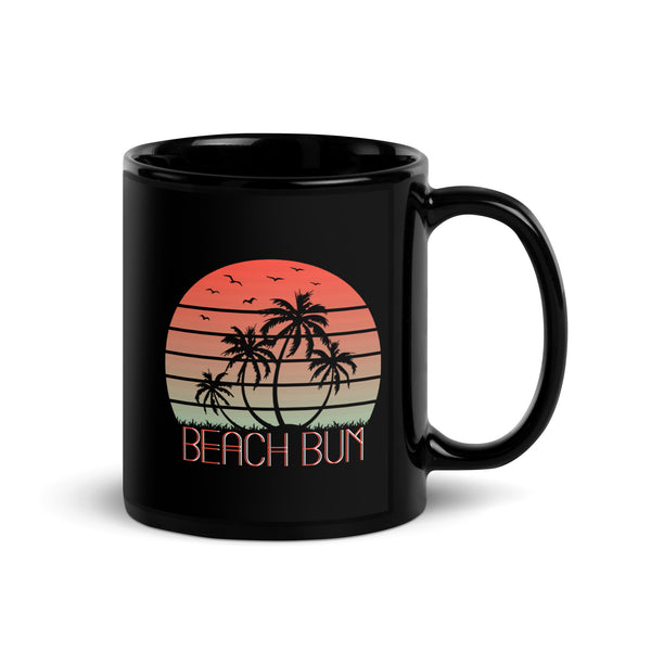 Beach Bum Black Glossy Mug