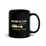 Anatomy of a Pew Black Glossy Mug