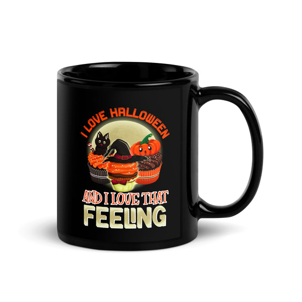 I Love Halloween Black Glossy Mug