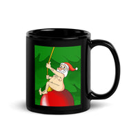 Santa Wrecking Ball Black Glossy Mug