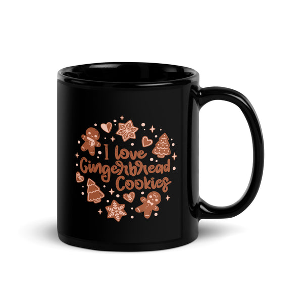 I Love Gingerbread Cookies Black Glossy Mug