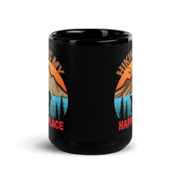 Hiking is My Happy Place Black Glossy Mug