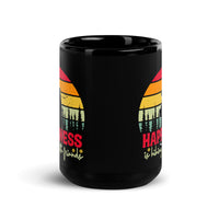 Happiness is Hiking With Friends Black Glossy Mug